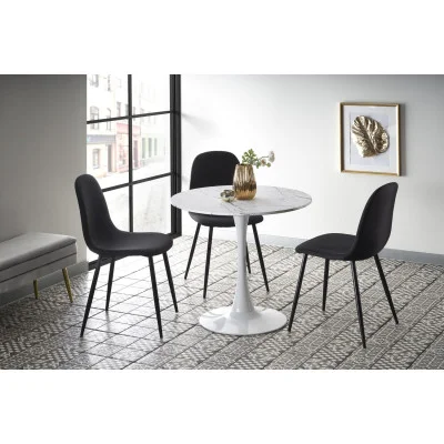 ROUND TABLE DENVER, TOP - WHITE MARMUR, LEGS - WHITE